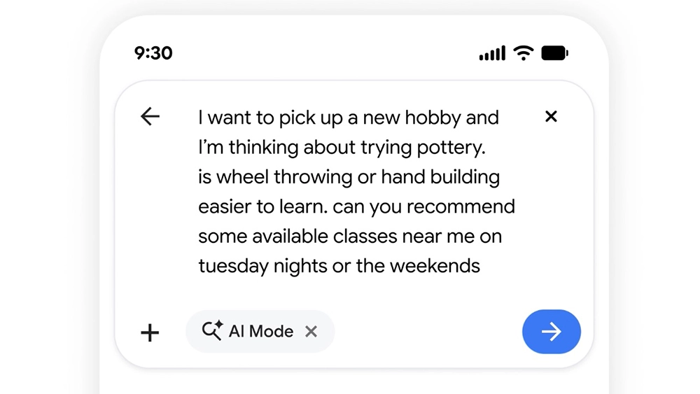 Uno screenshot della nuova barra di ricerca presentata da Google al I/O 2026