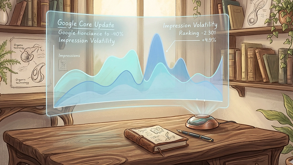 La rappresentazione grafica e futuristica di una schermata di Google Search Console