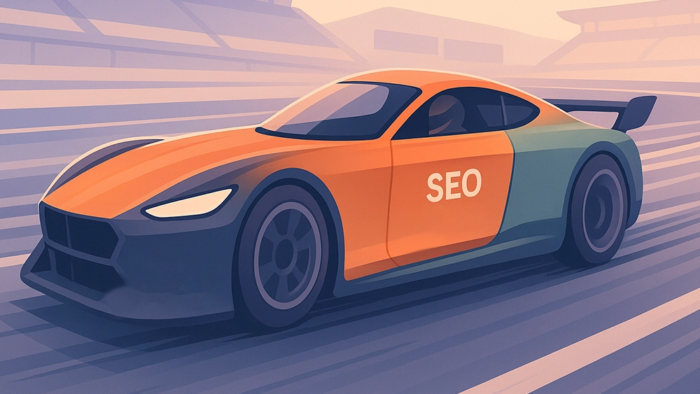 La SEO è come un'auto da corsa, dove SEO Tecnica, On-Page e Off-Page lavorano in sinergia